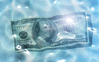 An image of 100 Dollar in the water