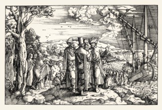 Christ's sermon on the ship, 16th century, by Jan Swart van Groningen, facsimile of the 19th