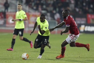 Sofia, Bulgaria - 22 October, 2020: Amos Youga (R) of PFC CSKA-Sofia in action against Michael