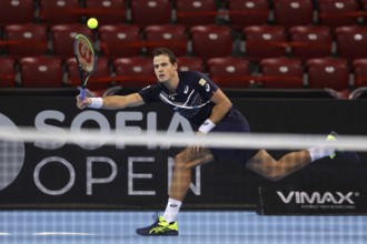 Sofia, Bulgaria - 14 November, 2020: Canada's Vasek Pospisil in action during his final match