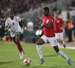 Sofia, Bulgaria - 14 October 2019: Marcus Rashford (R) is seen in action against Bulgarian football