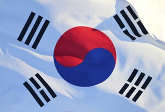 South Korea's national flag flutters in the wind