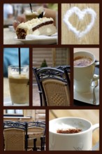 Collage on the theme of coffee break, enjoying relaxation Time for a cup of coffee and relaxing