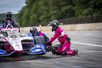 Felix Rosenqvist (60) of Varnamo, Sweden comes down pit road for service during the XPEL Grand Prix