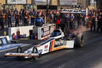 NHRA driver, Clay Millican, prepares to qualify for the Dodge Power Brokers NHRA Mile-High