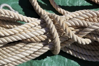 Marine clear white rope over green background