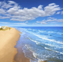 Cullera Dosel beach aerial Mediterranean sea in Valencia of Spain