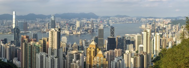 Panorama shot of skyline and skyscrapers of the city of Hong Kong (13.09.2019, editorial use)