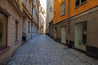 Alleyway in the Historic town Gamla Stan, Stockholm, Sweden, Scandinavia, Europe