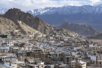 LEh, India, April 02, 2023: The polo ground, which is used as parking lot, in the historic city