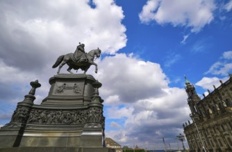 Statue of King Johann in Theaterplatz of Dresden near Opera of Germany