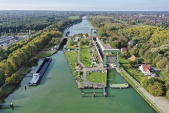 Repair Works at a canal lock in North Rhine-Westphalia, along the Wesel-Datteln Canal. The larger