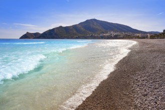 Altea Cap Blanc beach beside playa Albir of Alicante in Spain Costa Blanca
