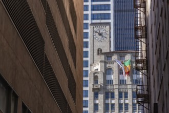 A picture of the James Oviatt building as seen from a nearby alley