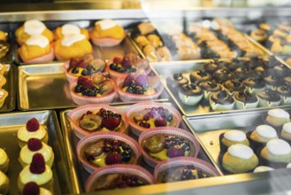 Bakery in Italy. Close up sweets