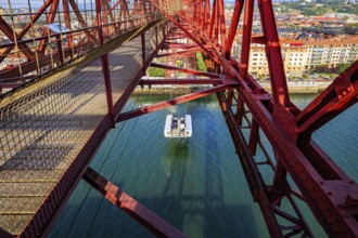 The gondola of Biscay Suspension Bridge in Portugalete. Bilbao, Basque country, Spain. Flying ferry