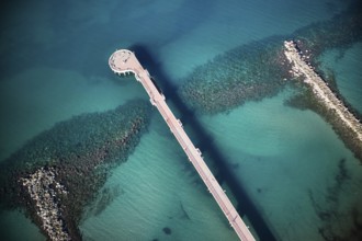 Top view of the pier of Marina di Massa Tuscany Italy