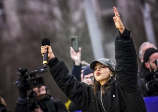 Rapper Nina Chuba performs at the rally. The demonstrators gathered under the slogan. Uprising of