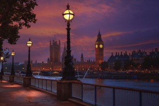 London sunset skyline Bigben and Thames river