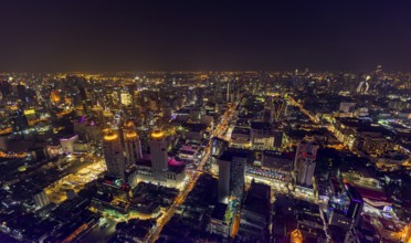 Aerial night view of Bangkok, Thailand, Asia