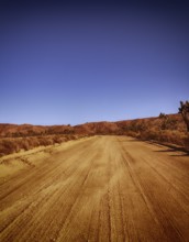Sandy road through the Californian desert, USA, North America