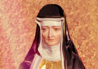 Figure of Hildegard of Bingen, Sibyl of the Rhine, 1098 – 1179, German Benedictine abbess and