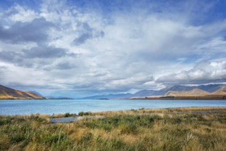 An image of the turquoise lake Pukaki in New Zealand
