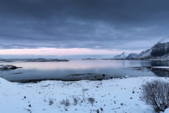 Winter landscape in the Lofoten Islands, Norway, Europe