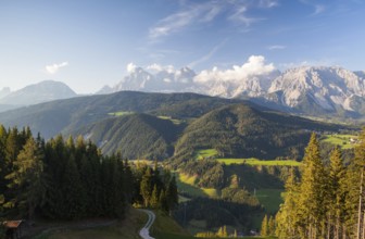 View from mountain to the valley near the Schladming city in Austria