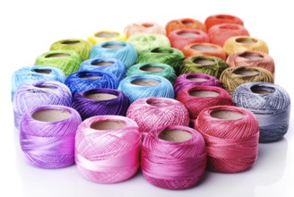 Color thread heap isolated on white