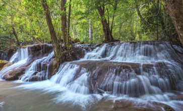 Deep forest waterfall, Kanjanaburi, Thailand, Asia