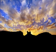 Sunset on US 163 Scenic road to Monument Valley Park Utah