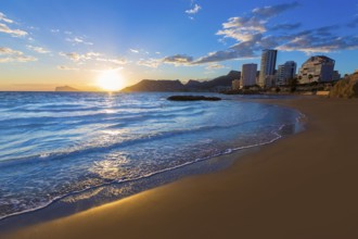 Calpe Alicante sunset at beach Cantal Roig in Mediterranean Spain