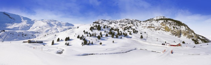 Cerler sky area in Pyrenees of Huesca at Spain