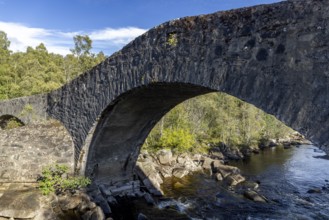 Tummel Bridge, old stone arch bridge over the River Tummel in the village of the same name, Tummel