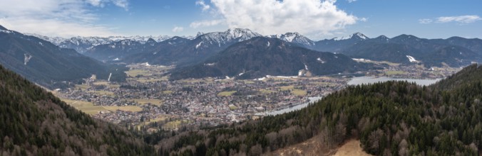 Hiking during early spring in the Bavarian alps near Tegernsee, Germany, Europe