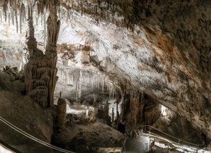 Porto Cristo, Spain, 23 January, 2024: view of the rock formations inside the Cuevas del Drach in