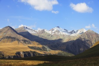 Mount Kazbek in the Greater Caucasus, Georgia, Asia