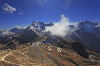 Famous picturesque views of the road in Austrian Alps - Grossglocknershtrasse. Ideal highway built