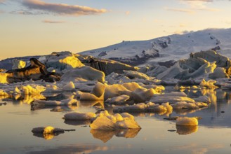 Evening at Jökulsarlon, south coast, Iceland, Europe