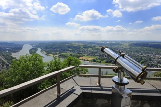 View of the Rhine valley near Bad Honnef, viewing platform on the Drachenfels, Siebengebirge,