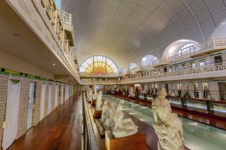 ROUBAIX, FRANCE, JUNE 14, 2024 : interiors Art Deco decors and sculptures of the olympic swimming