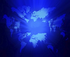 Dot World map business background. Blue colors lights on background
