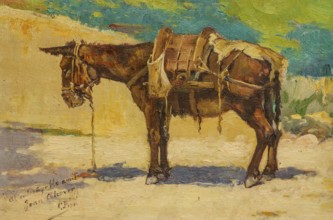 Mule with harness, Cristofol Piza, oil on canvas, Palma, Majorca, Spain, Europe