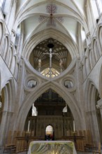 Interior view, Scissor Arches, Wells Cathedral, Wells, England, Great Britain