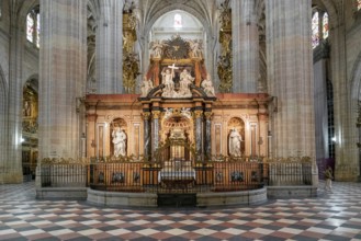 Segovia, Spain, 7 April, 2024: view of the retrochoir of the Segovia Cathedral, Europe