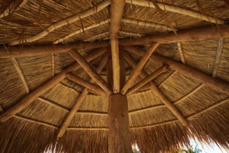 Caribbean beach sunroof in riviera Maya of Mayan Mexico