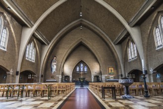 Brussels, Belgium, 07 03 2019 Interior of the Catholic church of the sacred heart with modern