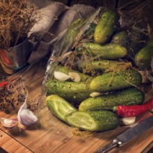 Salt cucumbers briefly stored