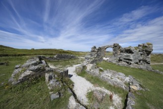 Ruins of the ruined St Dwynwen Church, Llanddwynn Island, Newborough, Anglesey, Wales, Great